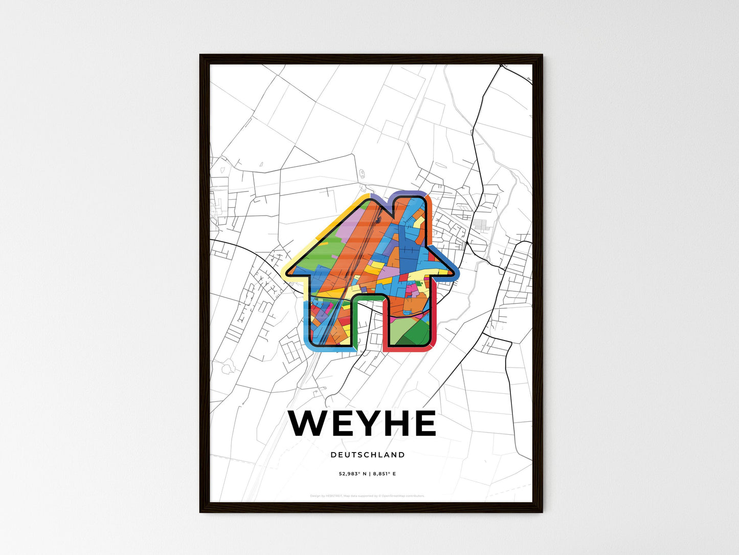 Weyhe Germany wedding art map with home icon