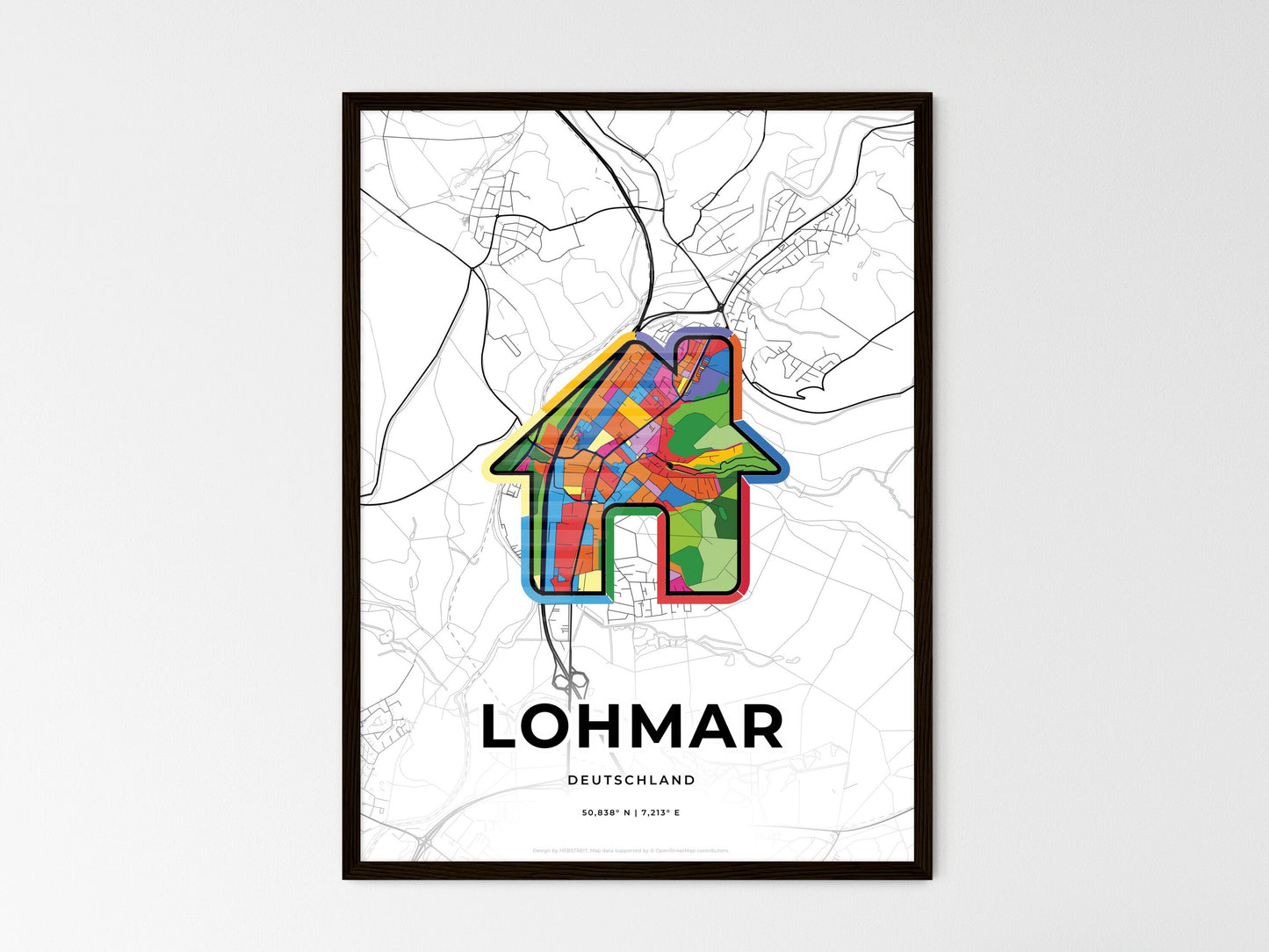 Lohmar Germany wedding art map with home icon