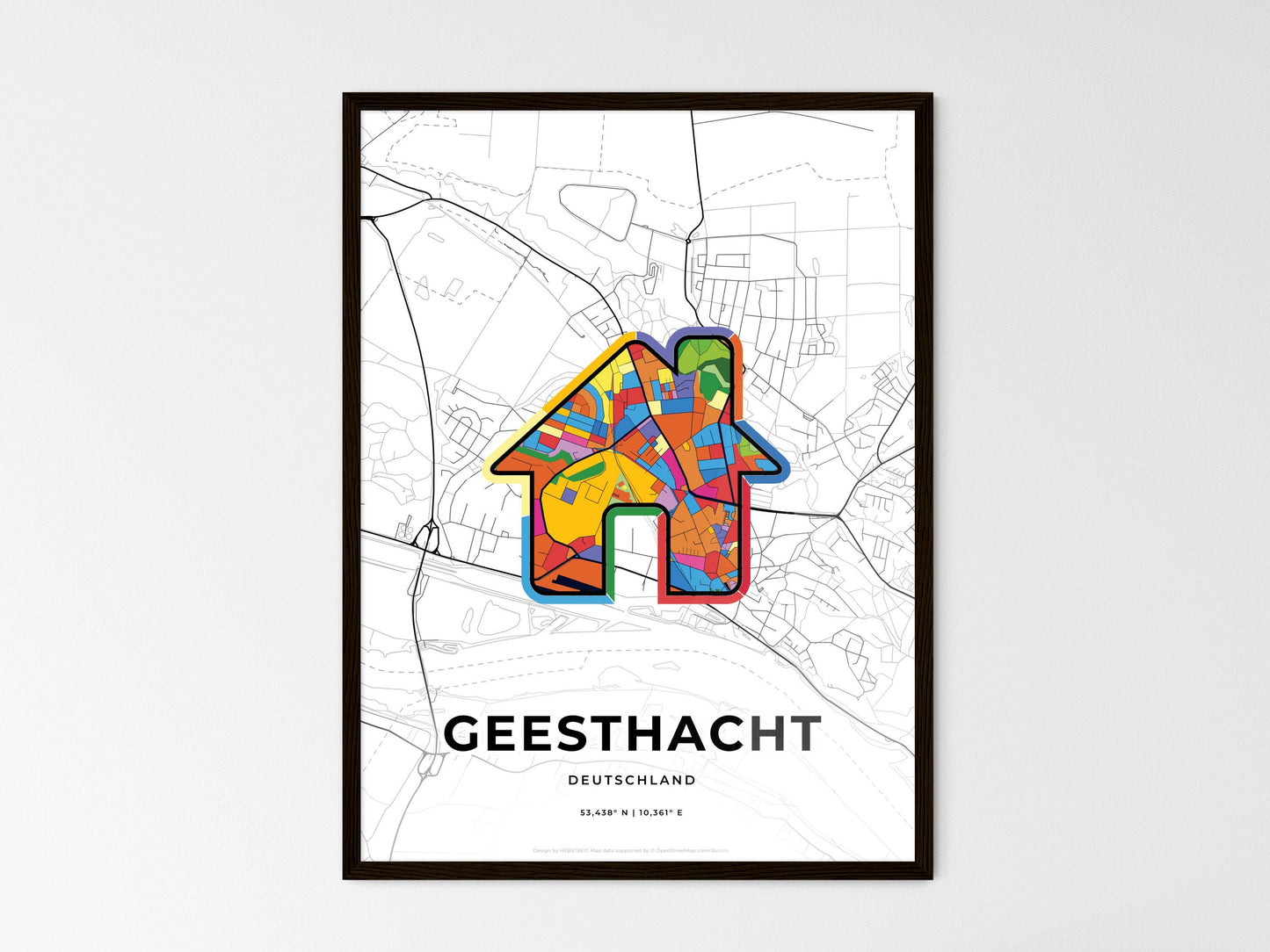 Geesthacht Germany wedding art map with home icon