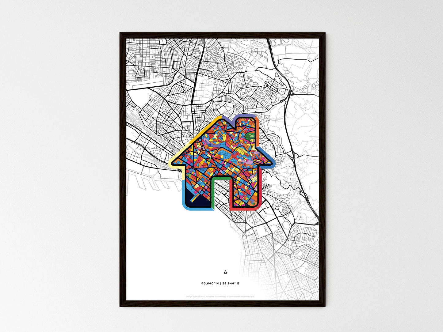 Thessaloniki Greece wedding art map with home icon