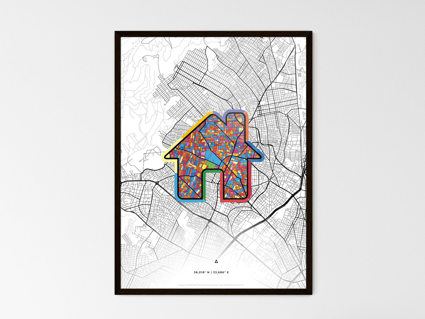 Peristeri Greece wedding art map with home icon