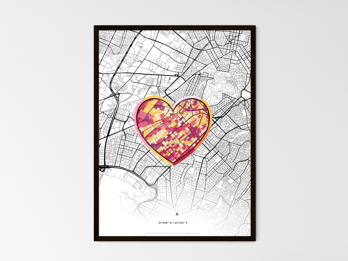 Kallithea Greece wedding art map with heart icon