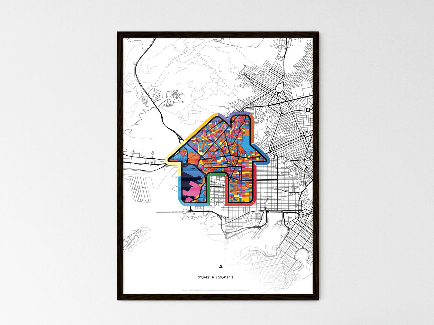 Keratsini Greece wedding art map with home icon