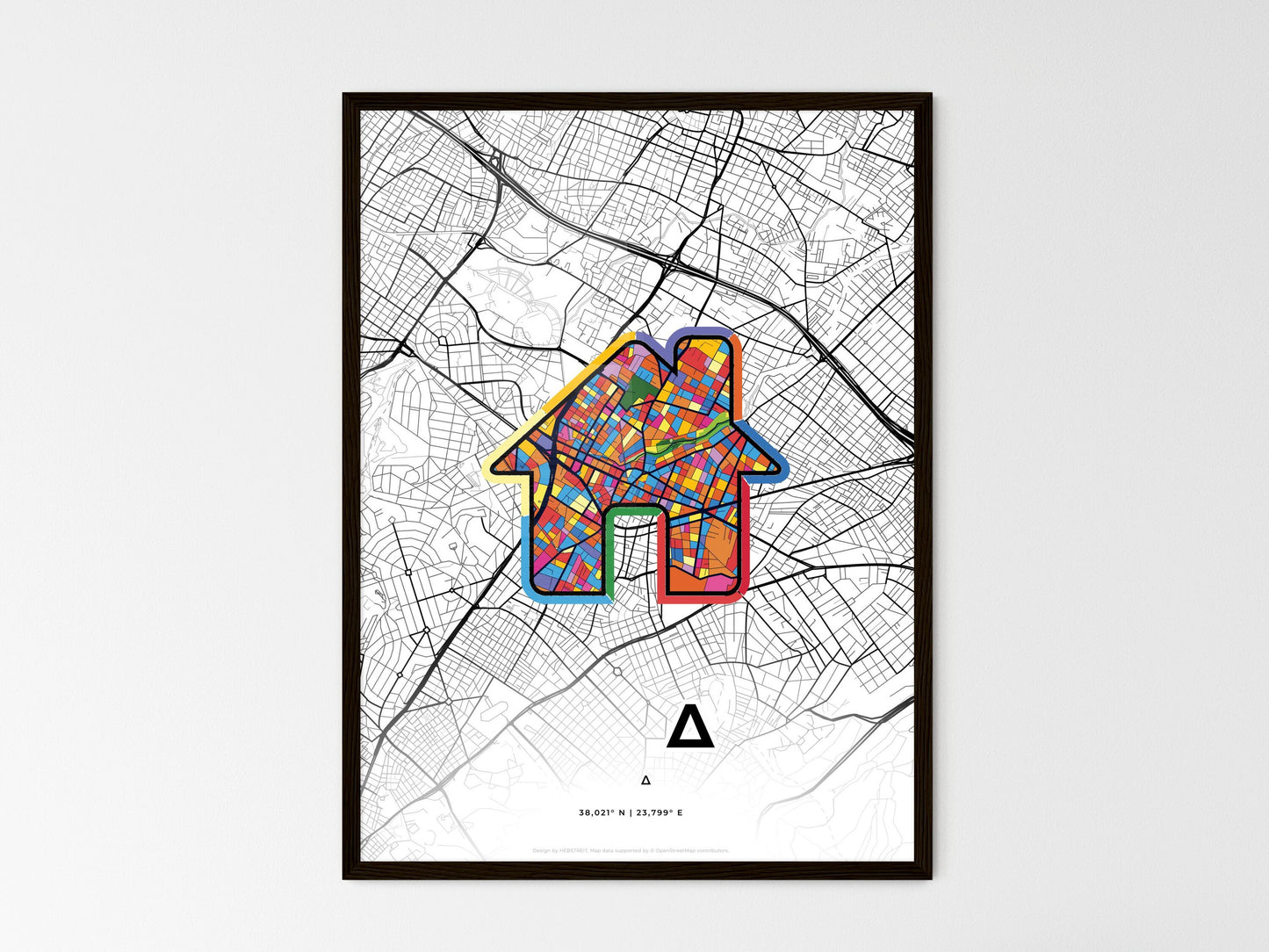 Chalandri Greece wedding art map with home icon