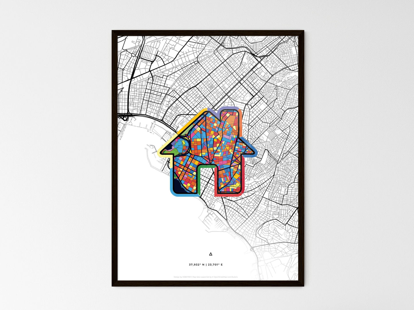 Palaio Faliro Greece wedding art map with home icon