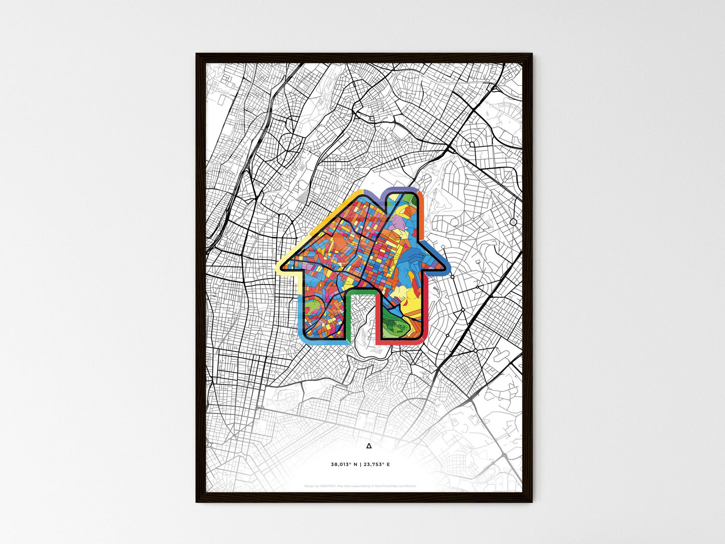 Galatsi Greece wedding art map with home icon