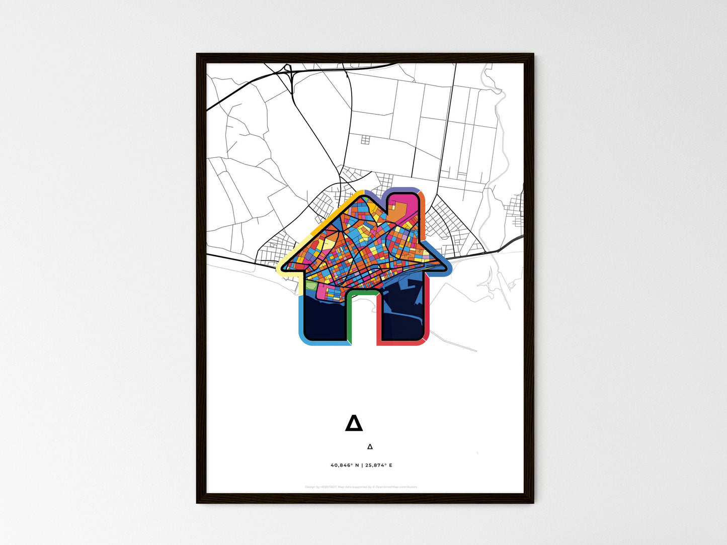 Alexandroupoli Greece wedding art map with home icon