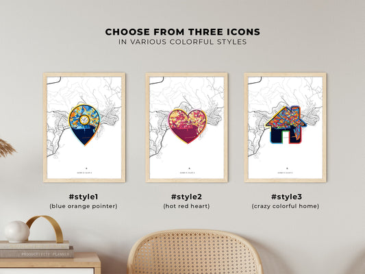 Kavala Greece maps with colorful icons