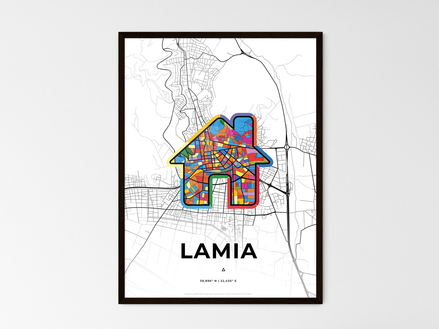Lamia Greece wedding art map with home icon