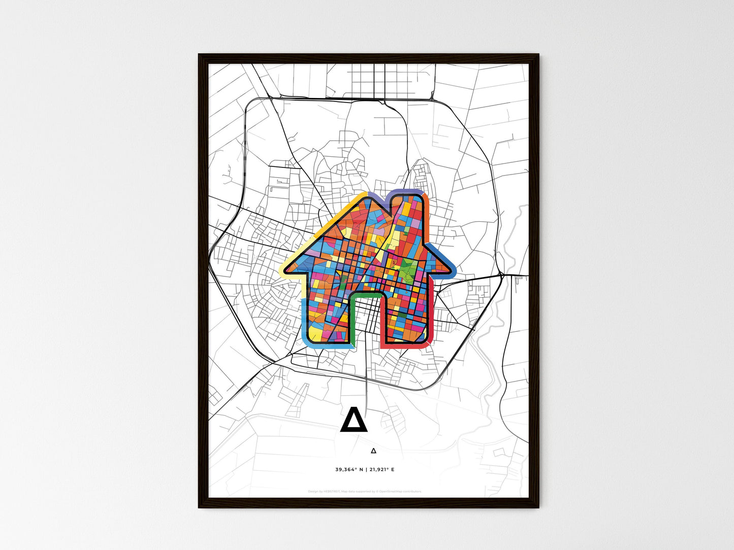 Karditsa Greece wedding art map with home icon