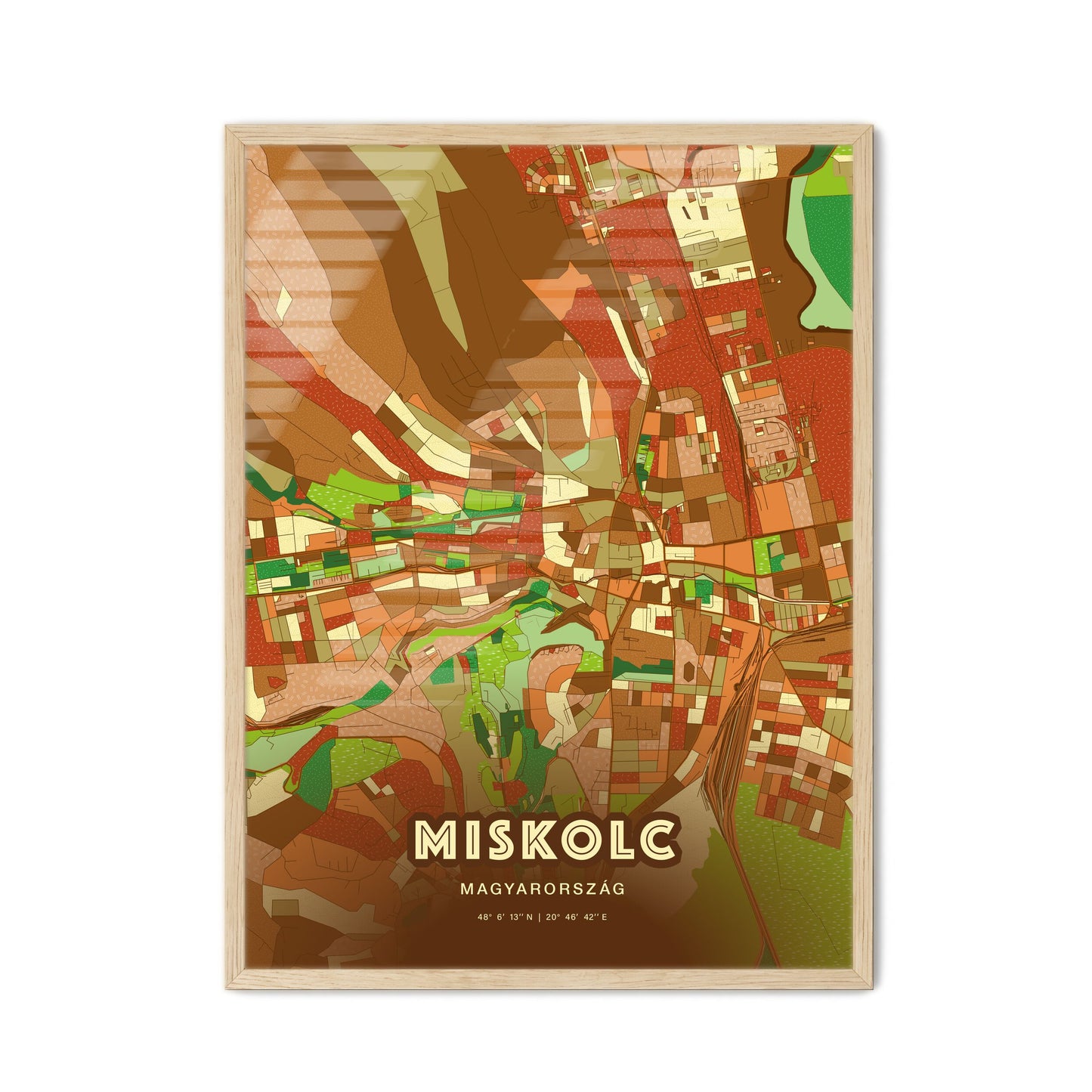 Colorful MISKOLC HUNGARY Fine Art Map Farmhouse