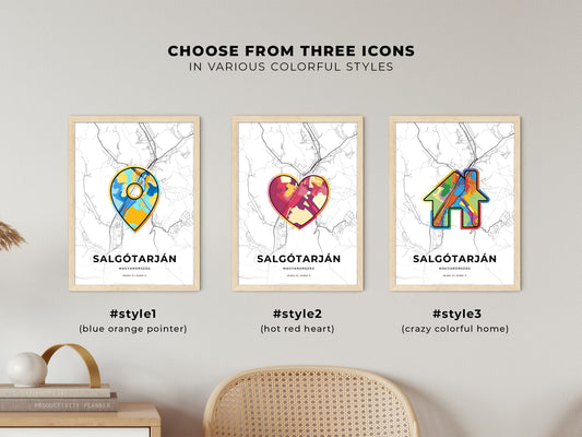 Salgótarján Hungary maps with colorful icons