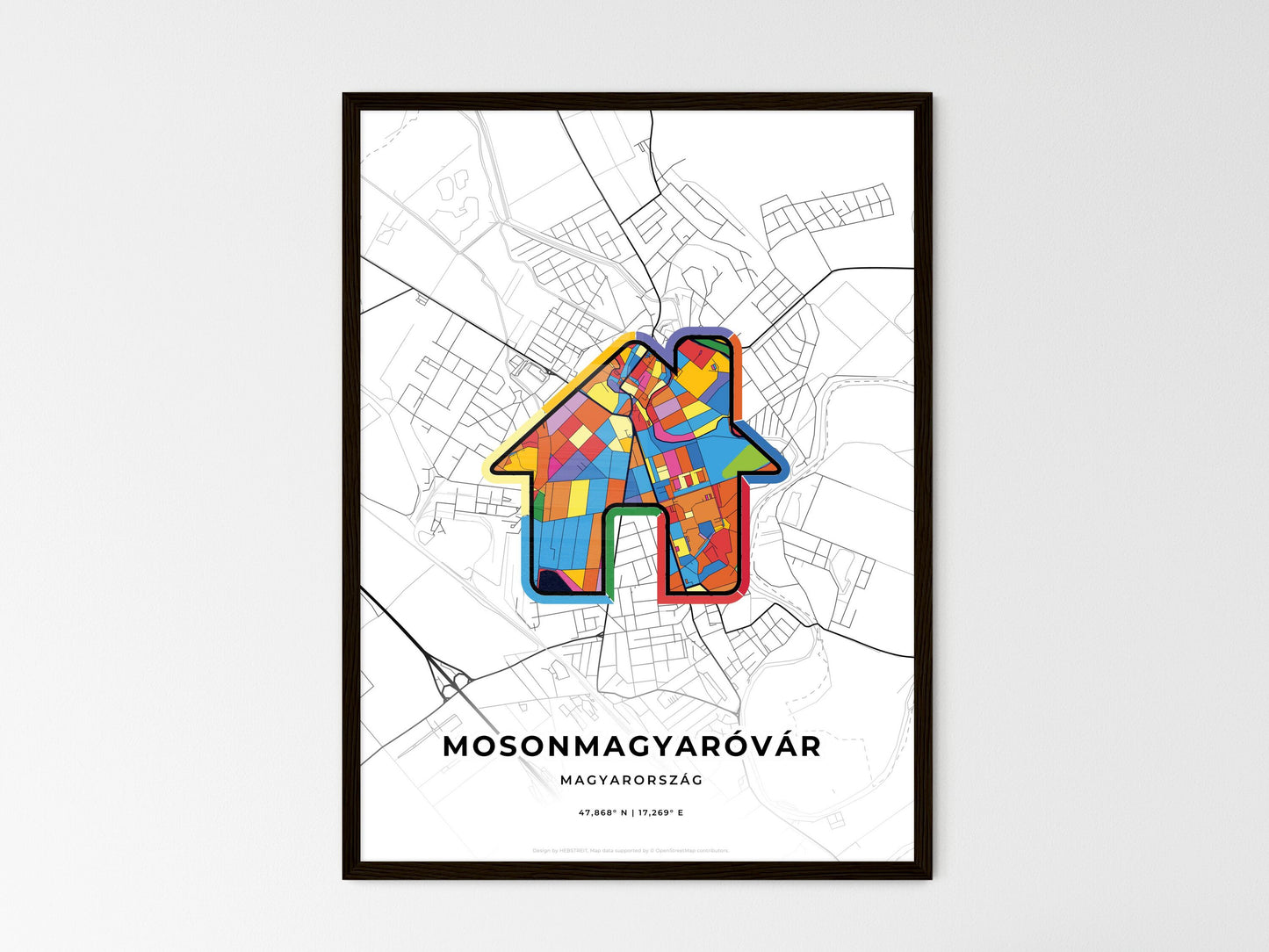Mosonmagyaróvár Hungary wedding art map with home icon