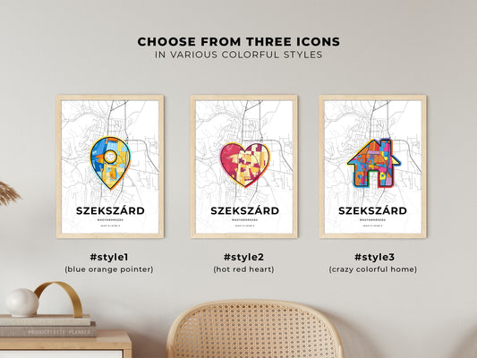 Szekszárd Hungary maps with colorful icons