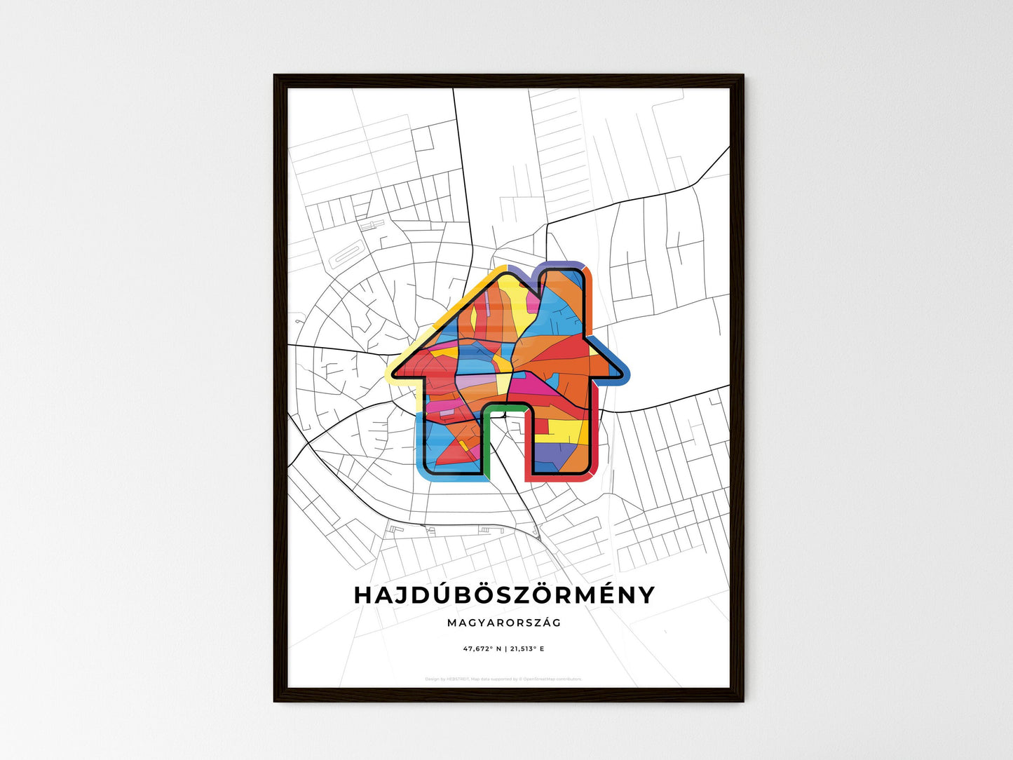 Hajdúböszörmény Hungary wedding art map with home icon