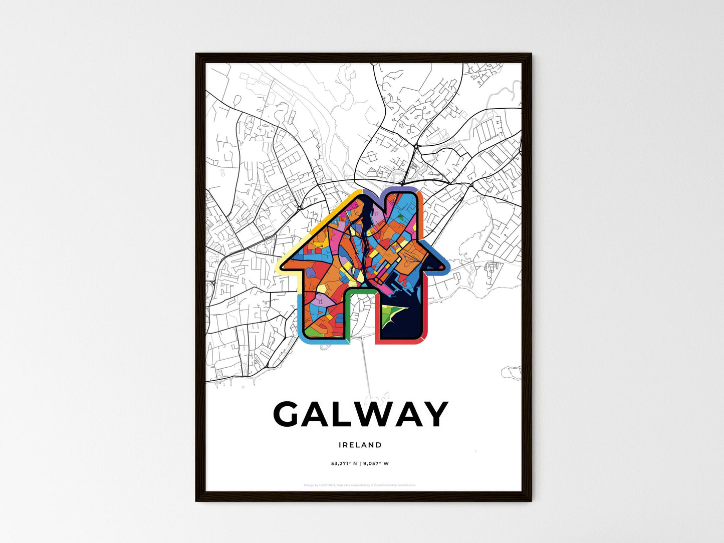 Galway Ireland wedding art map with home icon