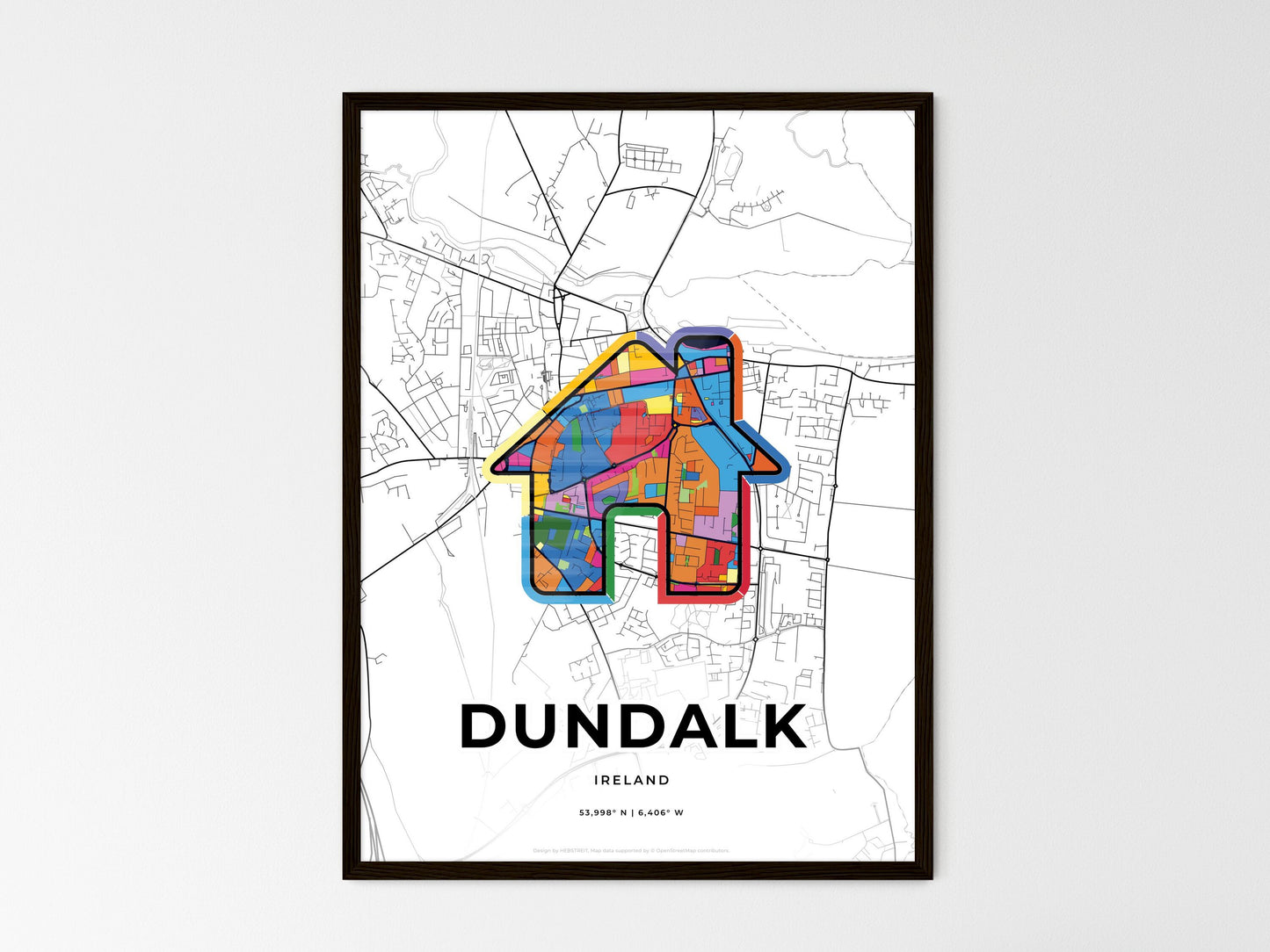 Dundalk Ireland wedding art map with home icon