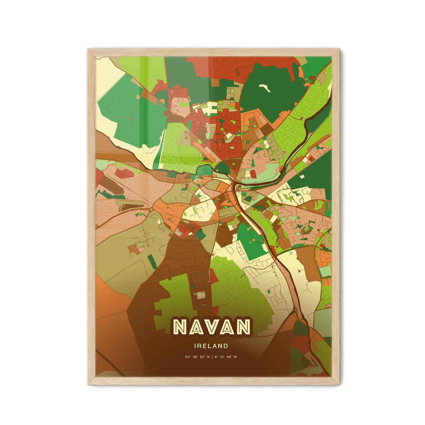 Colorful NAVAN IRELAND Fine Art Map Farmhouse