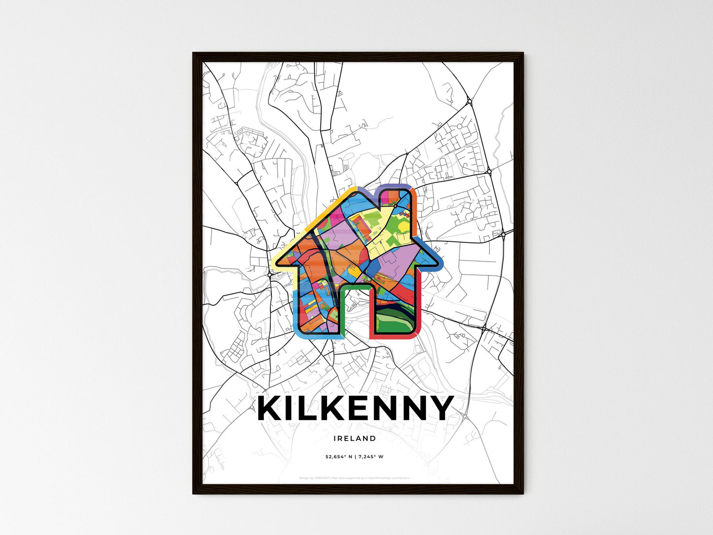 Kilkenny Ireland wedding art map with home icon