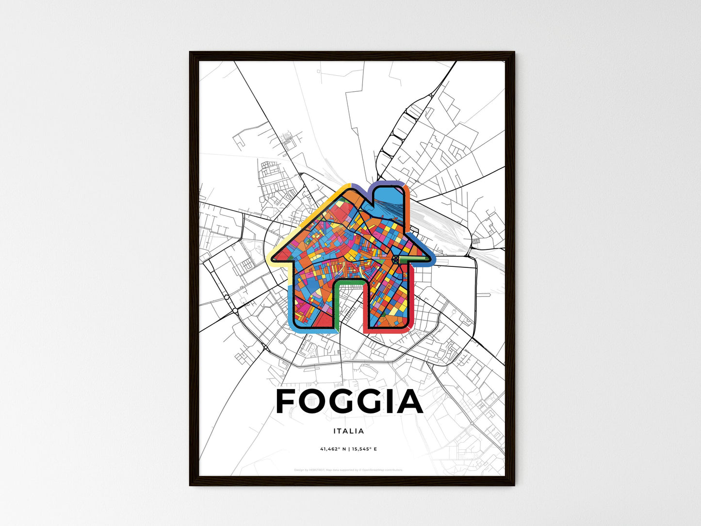 Foggia Italy wedding art map with home icon