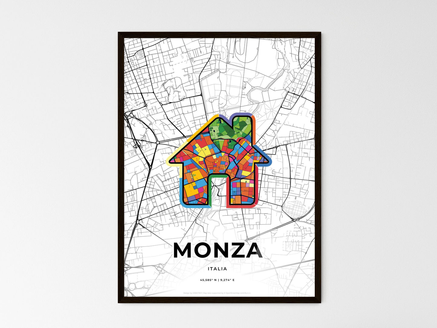 Monza Italy wedding art map with home icon