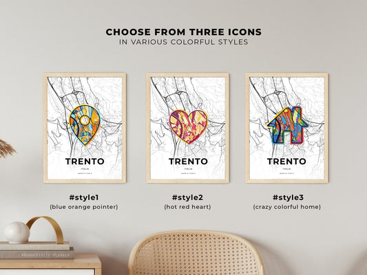 Trento Italy maps with colorful icons