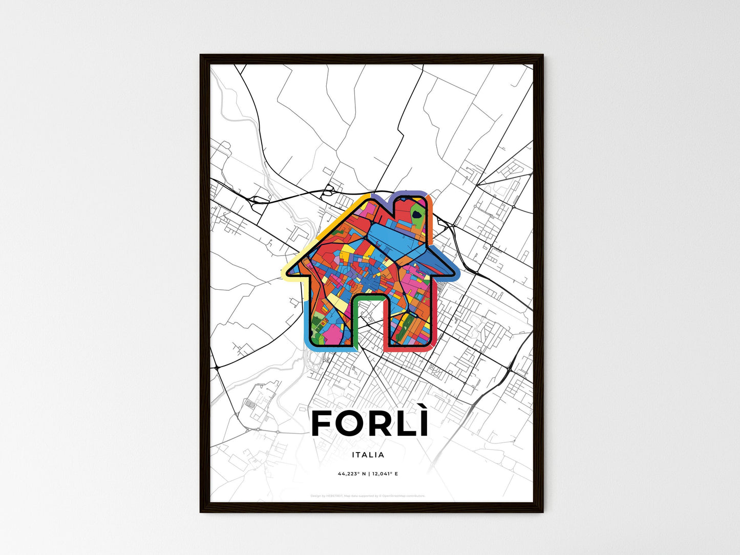 Forlì Italy wedding art map with home icon