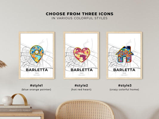 Barletta Italy maps with colorful icons