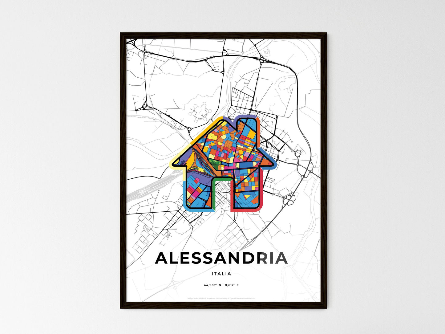 Alessandria Italy wedding art map with home icon