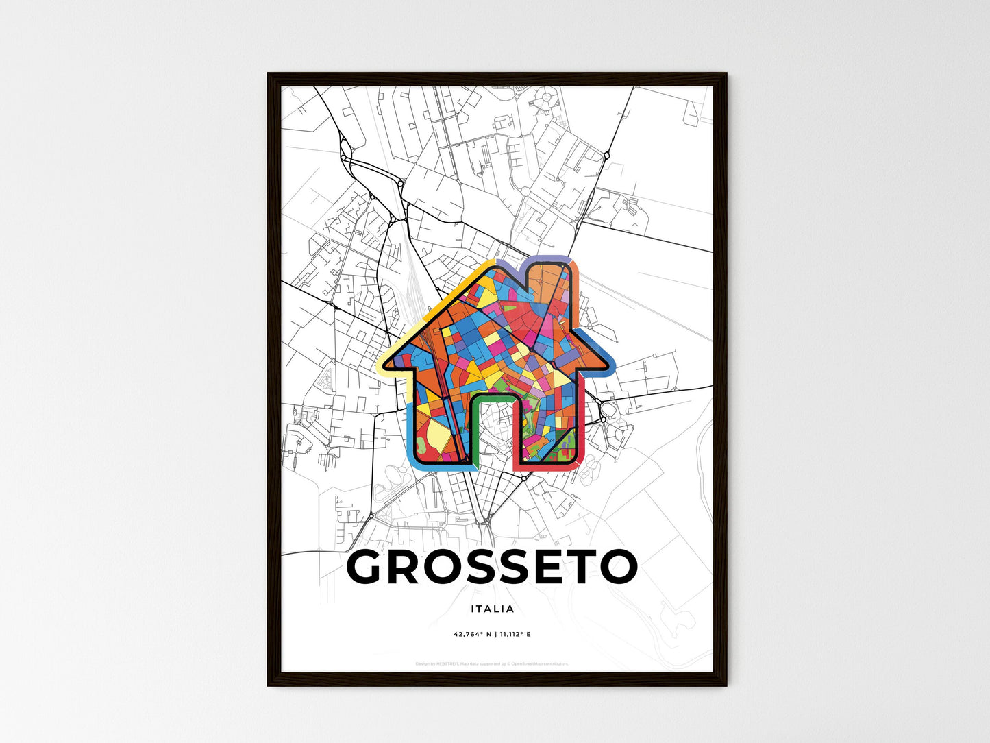 Grosseto Italy wedding art map with home icon