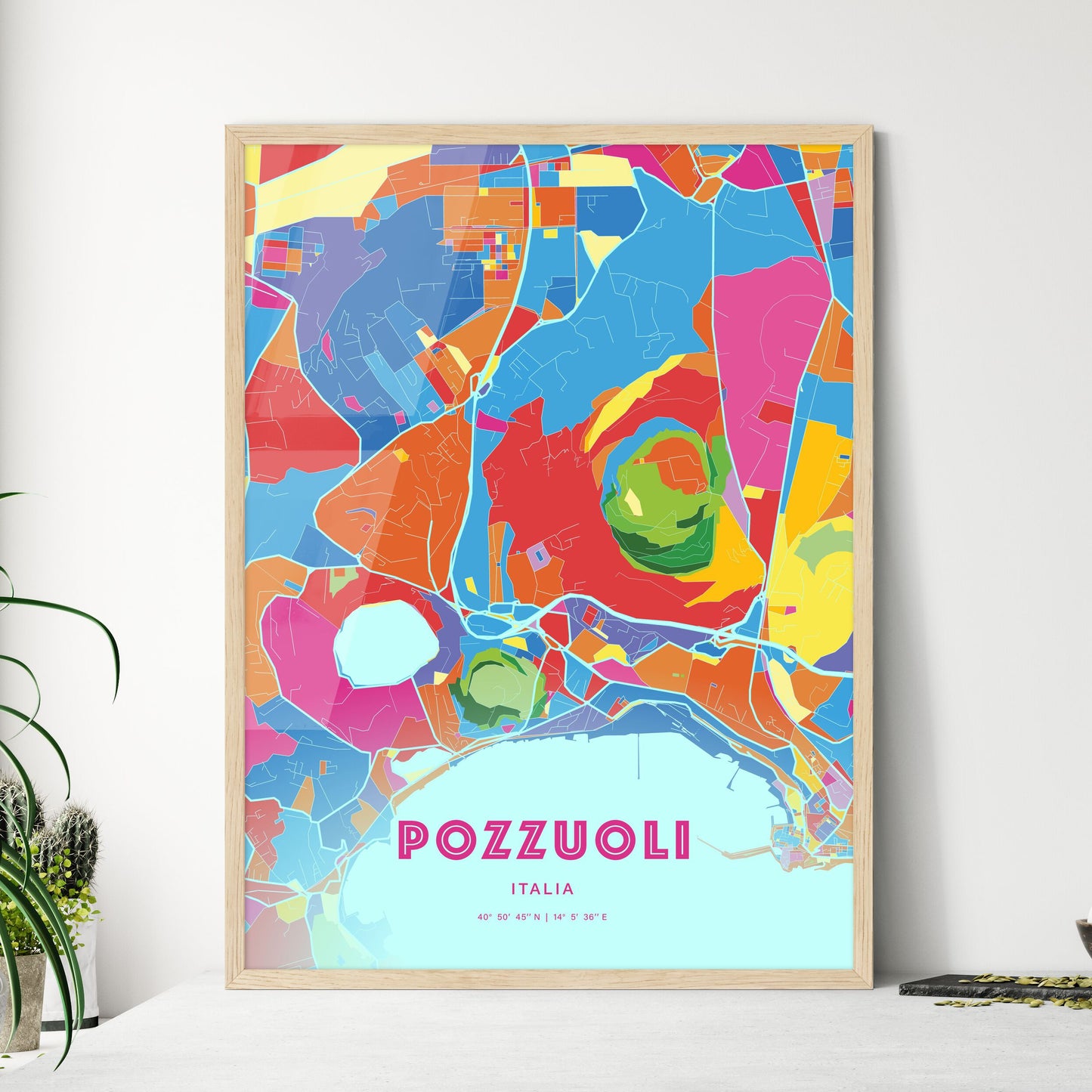 Colorful POZZUOLI ITALY Fine Art Map Crazy Colors