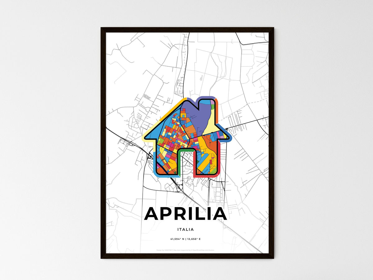 Aprilia Italy wedding art map with home icon