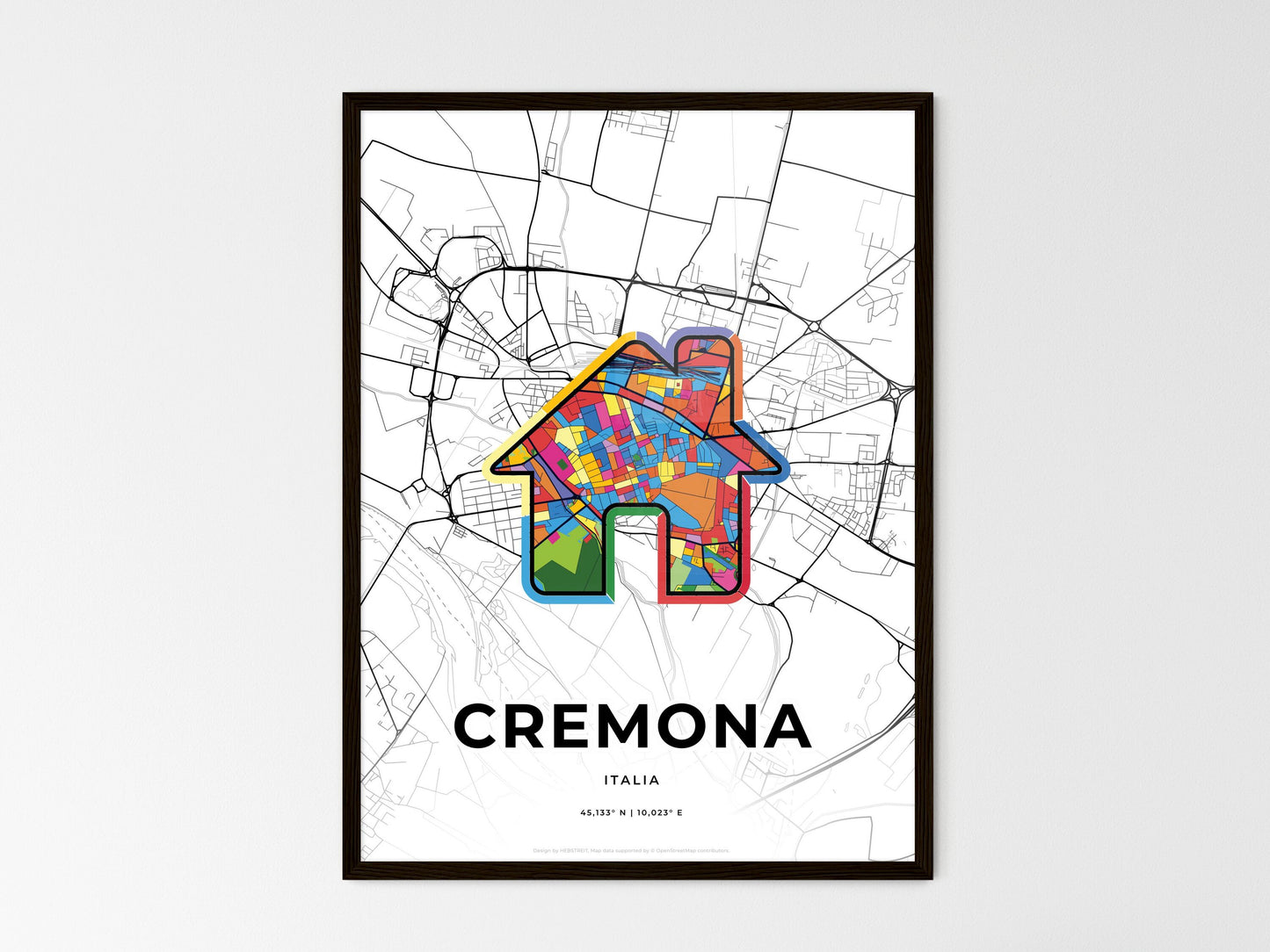 Cremona Italy wedding art map with home icon