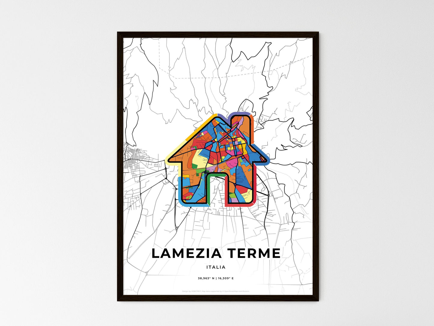 Lamezia Terme Italy wedding art map with home icon