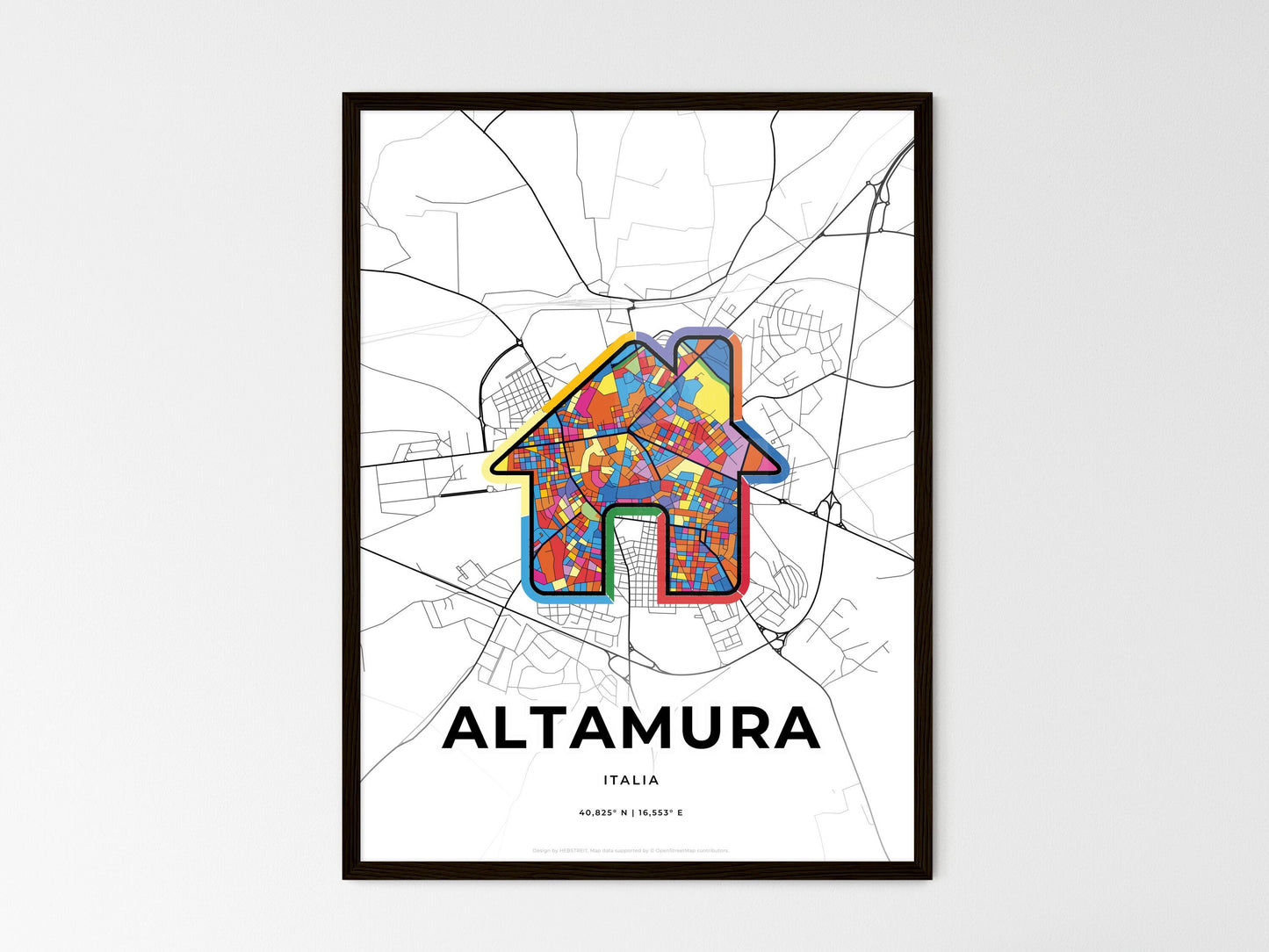 Altamura Italy wedding art map with home icon