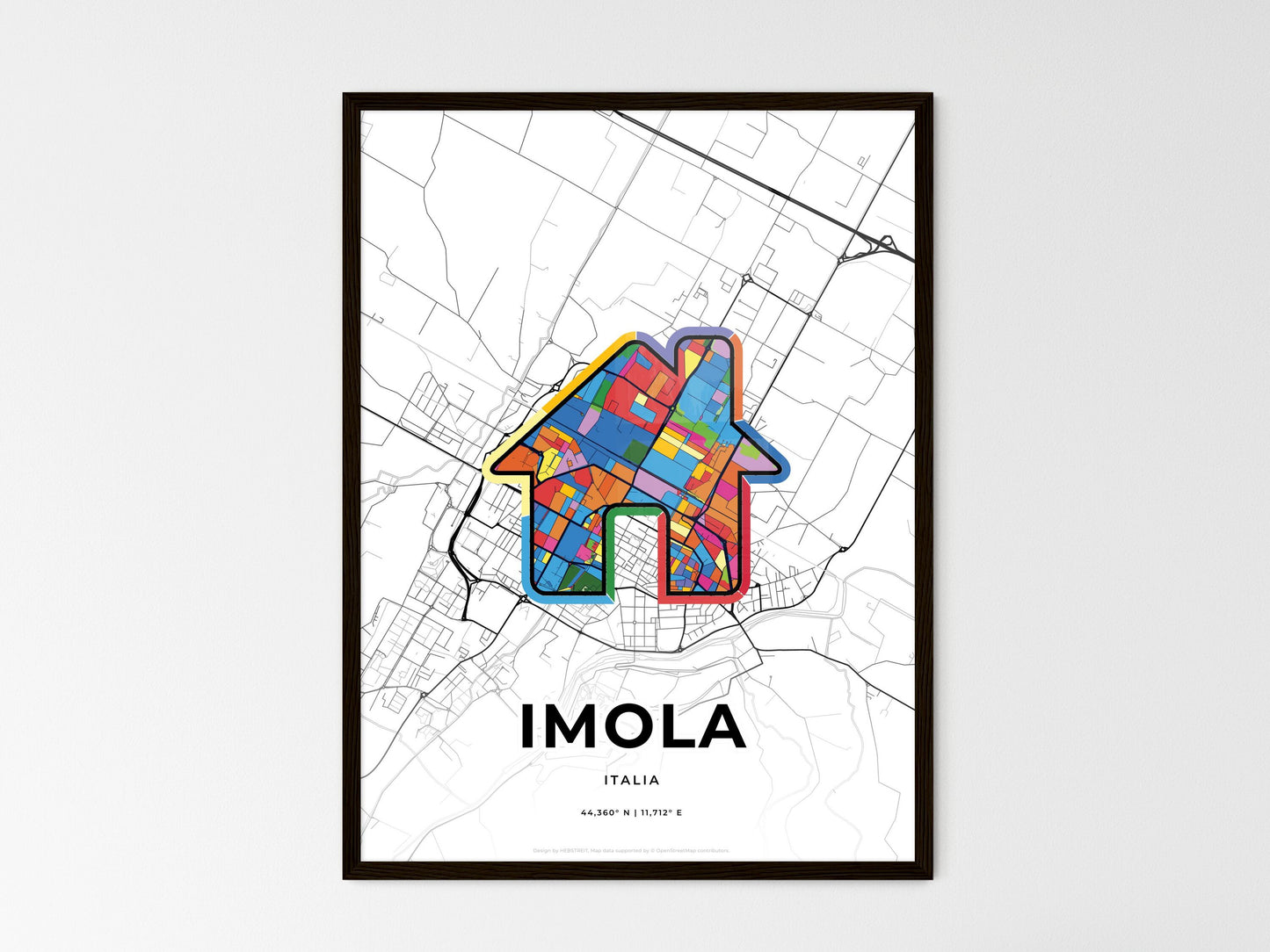 Imola Italy wedding art map with home icon