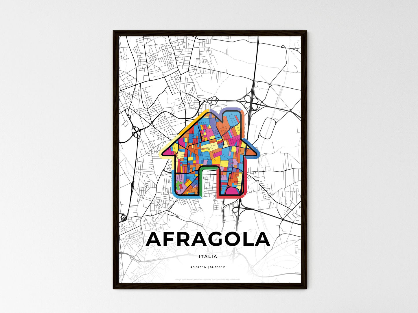 Afragola Italy wedding art map with home icon