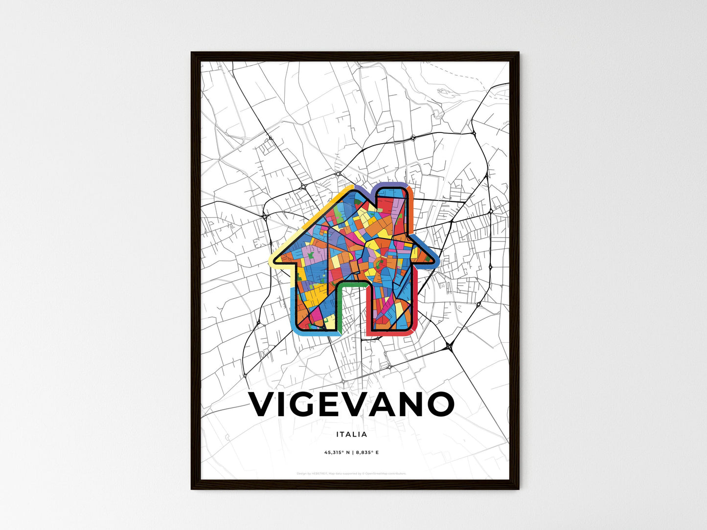 Vigevano Italy wedding art map with home icon