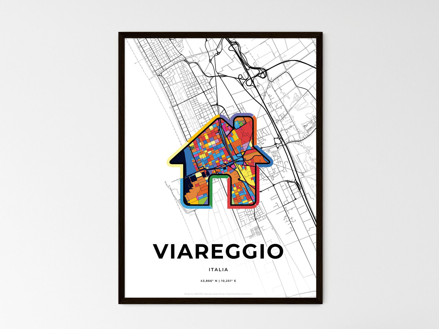 Viareggio Italy wedding art map with home icon