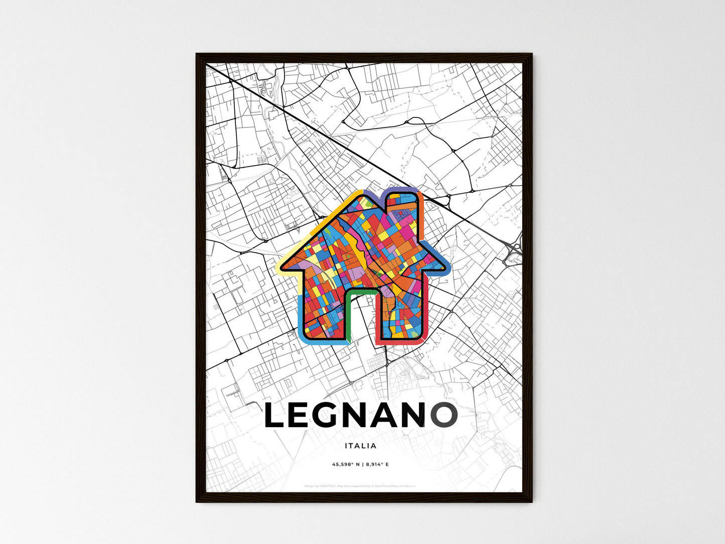 Legnano Italy wedding art map with home icon