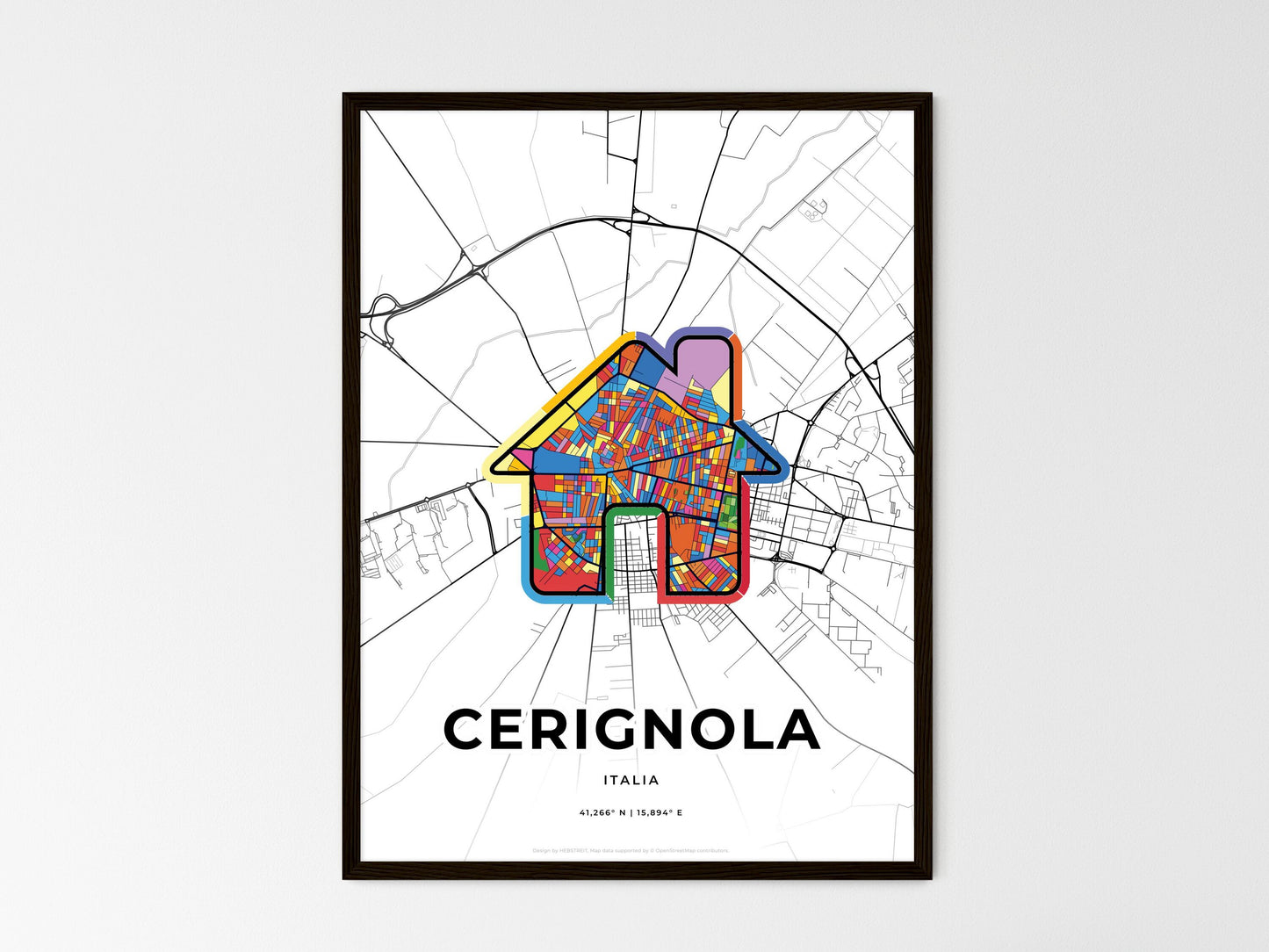 Cerignola Italy wedding art map with home icon