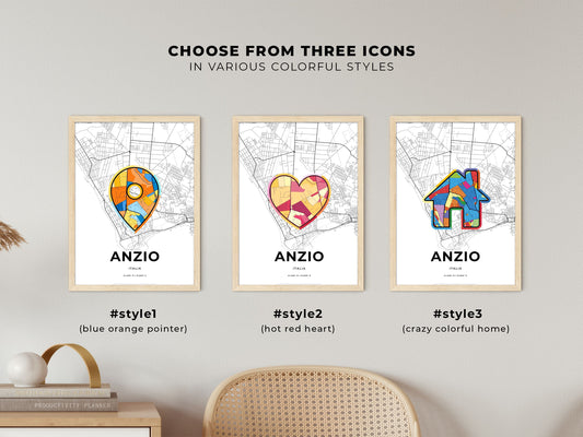 Anzio Italy maps with colorful icons