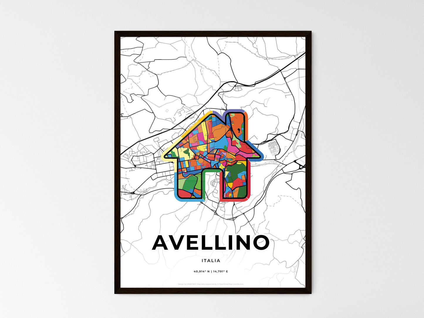 Avellino Italy wedding art map with home icon