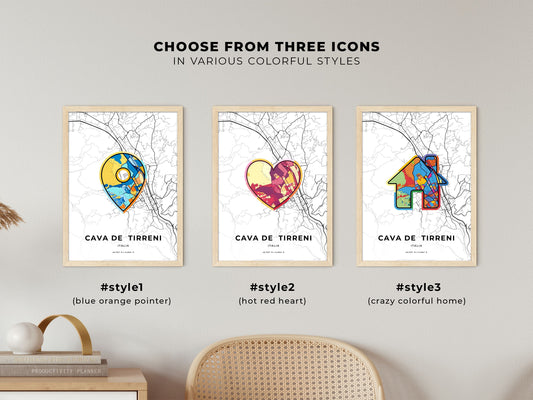 Cava De Tirreni Italy maps with colorful icons