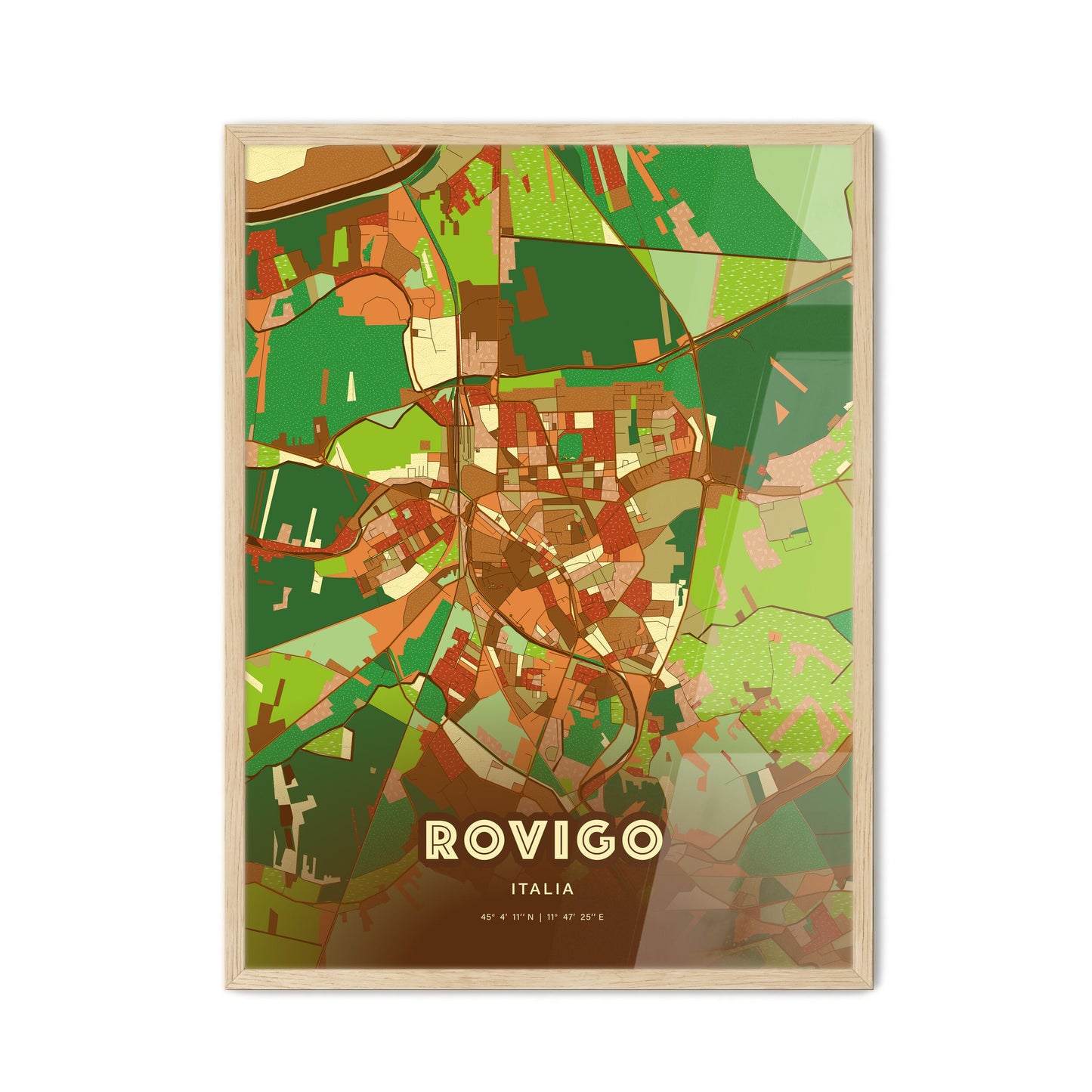 Colorful ROVIGO ITALY Fine Art Map Farmhouse