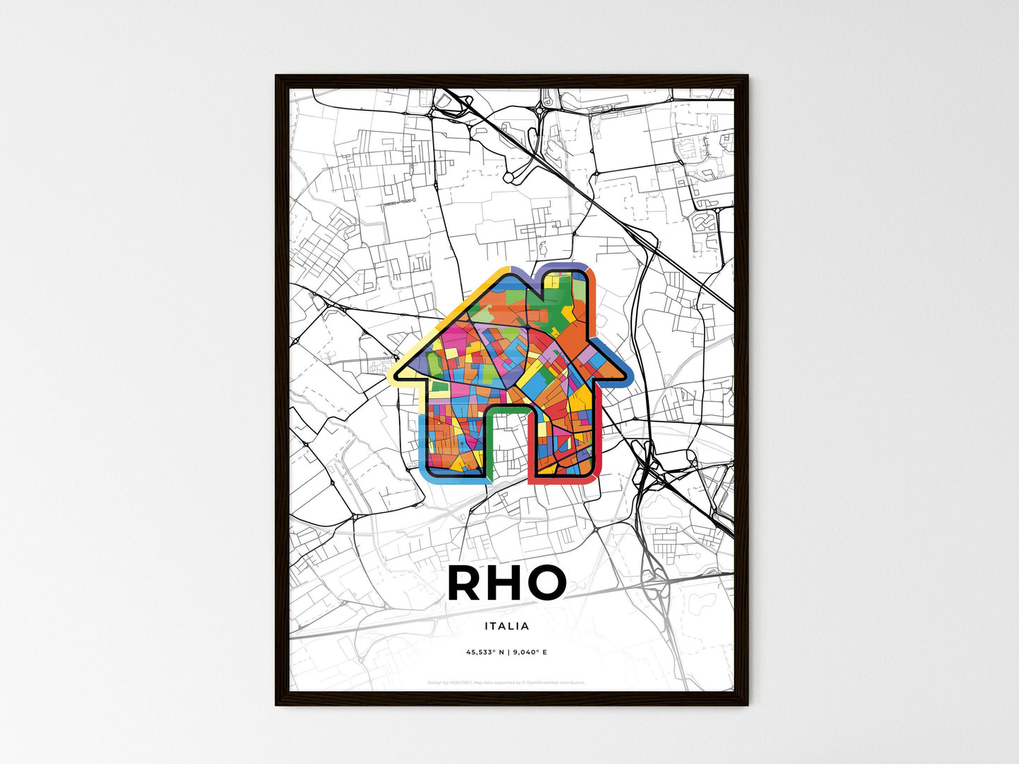 Rho Italy wedding art map with home icon