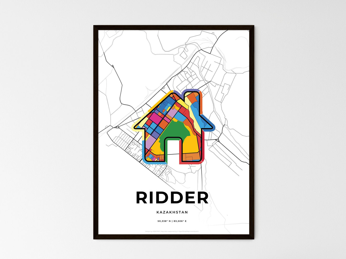 Ridder Kazakhstan wedding art map with home icon