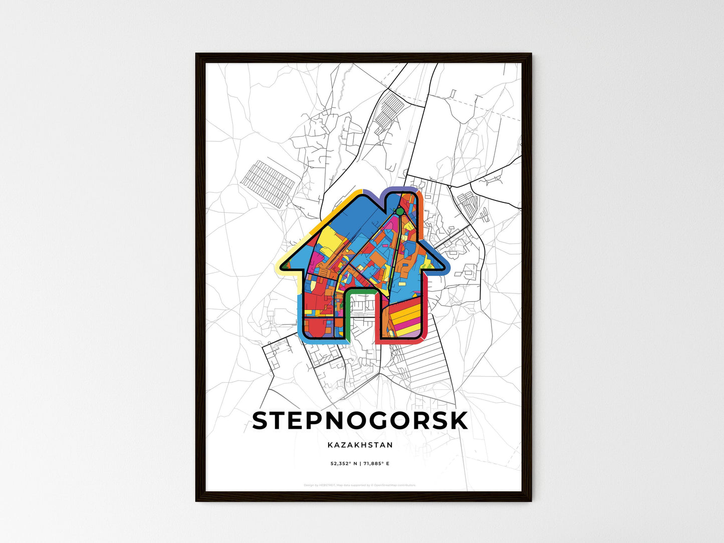 Stepnogorsk Kazakhstan wedding art map with home icon