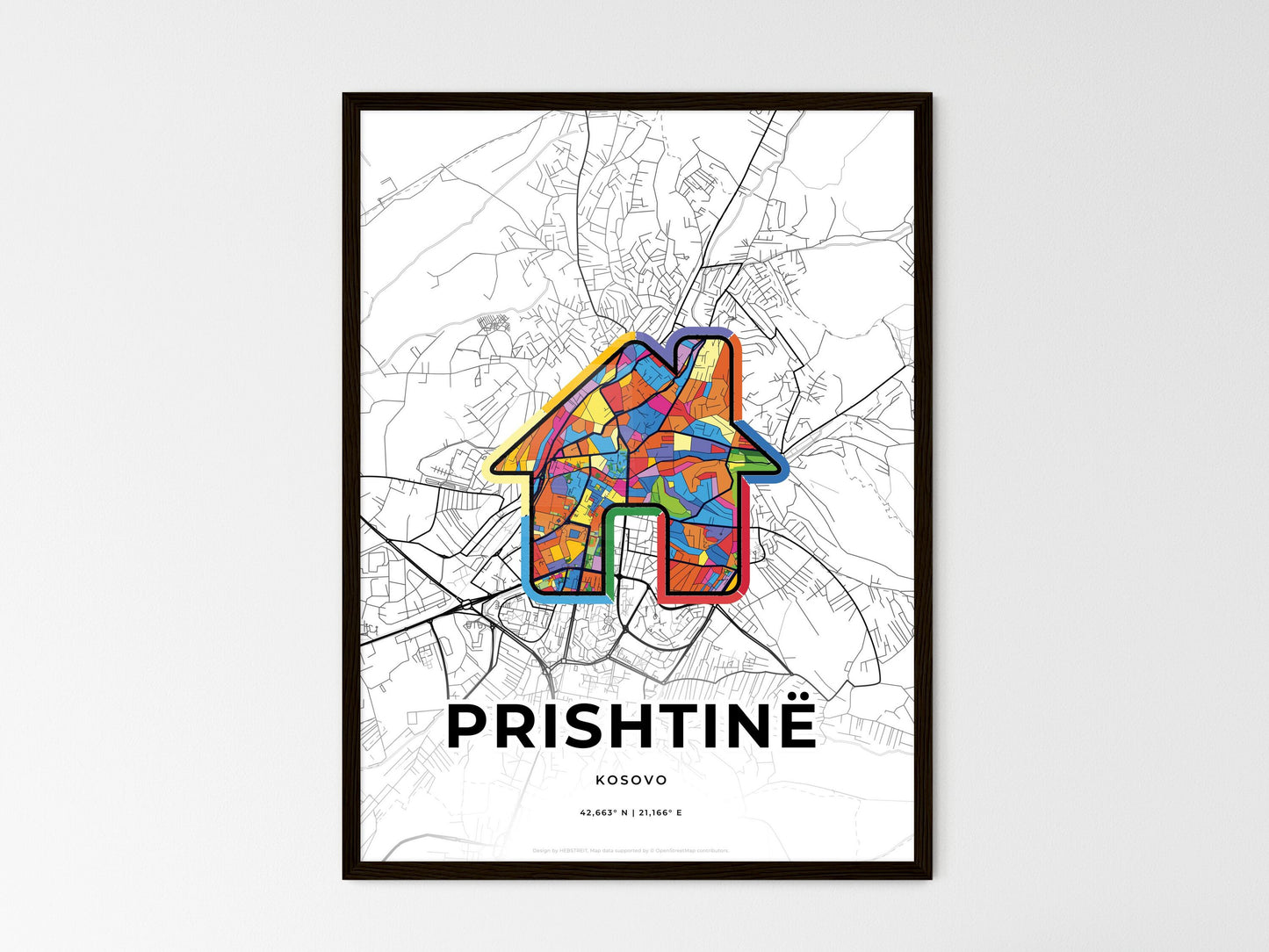Prishtinë / Priština Kosovo wedding art map with home icon