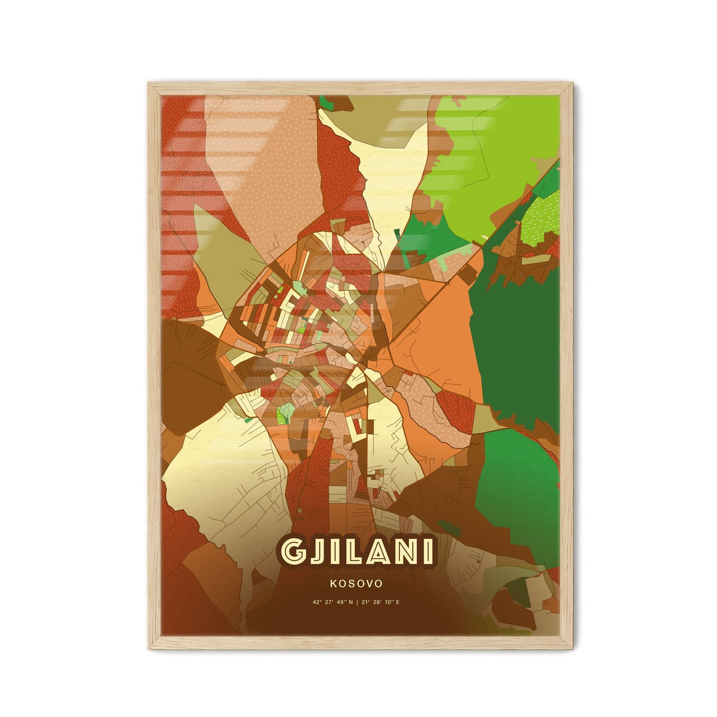 Colorful GJILANI / GNJILANE KOSOVO Fine Art Map Farmhouse